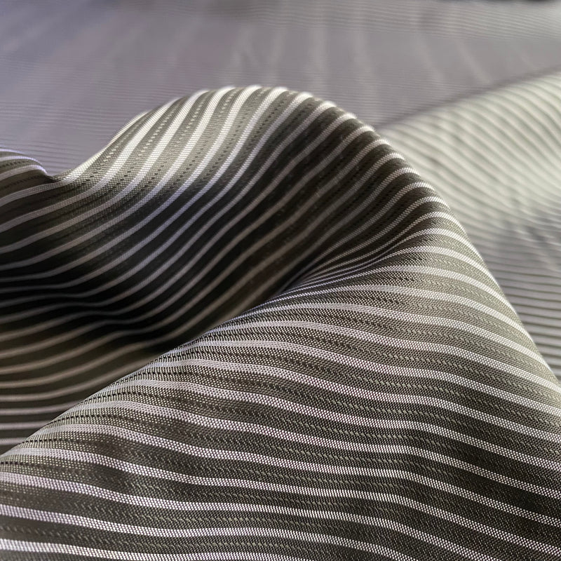 Cupro Viscose Lining Fabric - Black/Grey Stripes - 0.5 metre