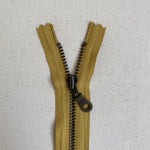 YKK No. 3 Antique Brass Metal Zip with NATULON® Recycled Tape - Closed End - MUSTARD