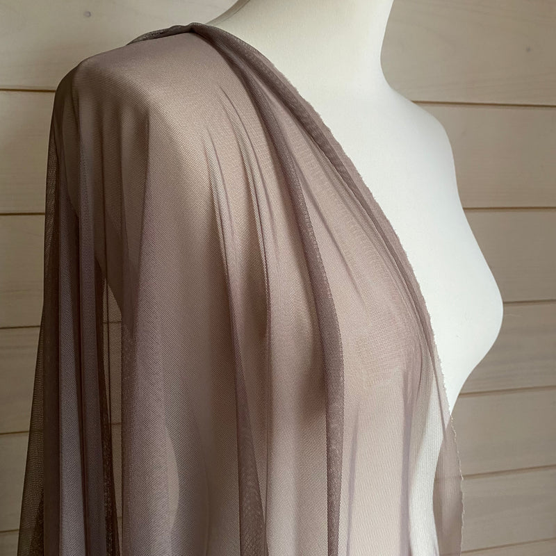 Recycled Stretch Mesh / Powernet with ROICA™ EF - Fossil Taupe - 0.5 metre