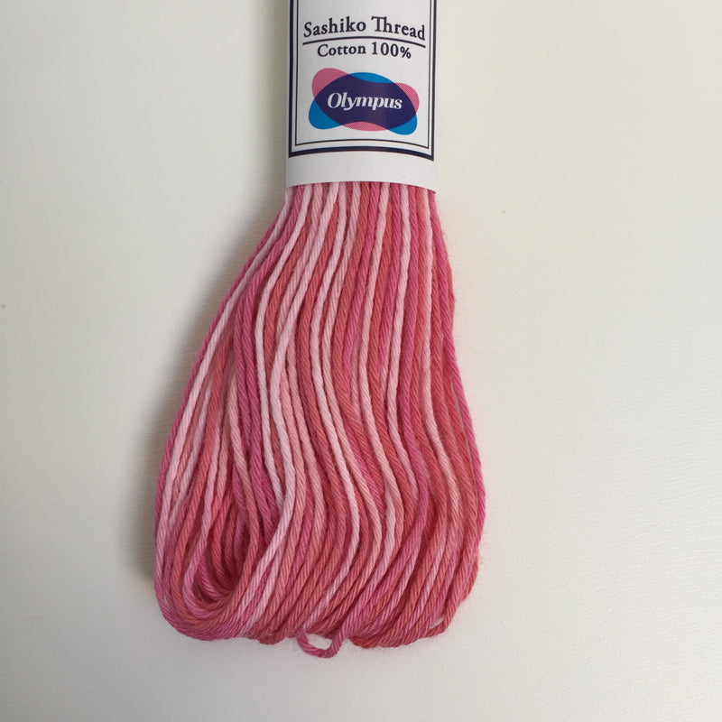Olympus Japanese Sashiko Thread - 20m - Variegated Pink (#53)