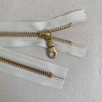 YKK No. 5 Gold Brass Metal Zip with NATULON® Recycled Tape - Closed End - VANILLA