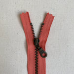 **MULTIPACK** YKK No. 5 Antique Brass Metal Zip with NATULON® Recycled Tape - Closed End - CORAL