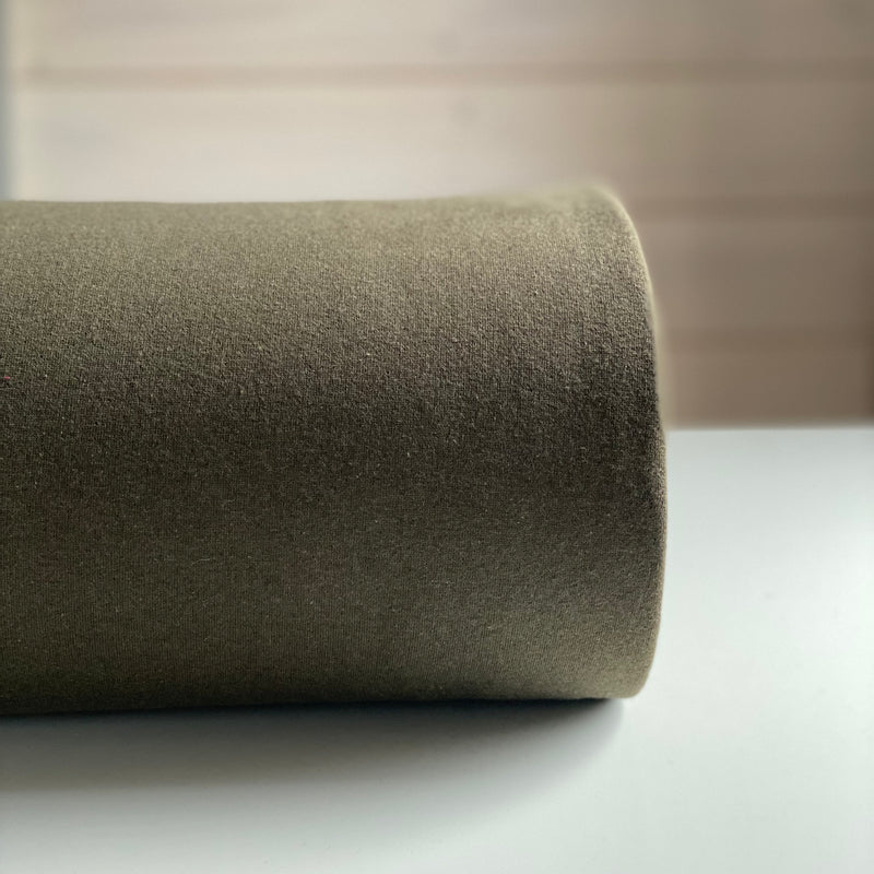 Recycled Jogging Fabric - Olive Green Melange - 0.5 metre