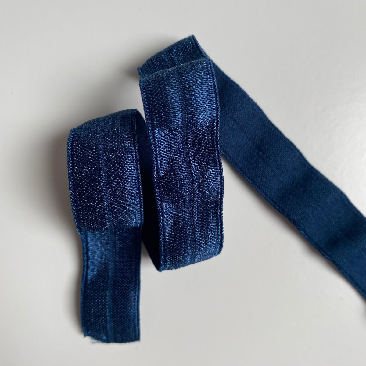 15mm Fold Over Elastic - Denim Blue