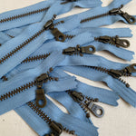 YKK No. 5 Antique Brass Metal Zip with NATULON® Recycled Tape - Closed End - BLUE HERON