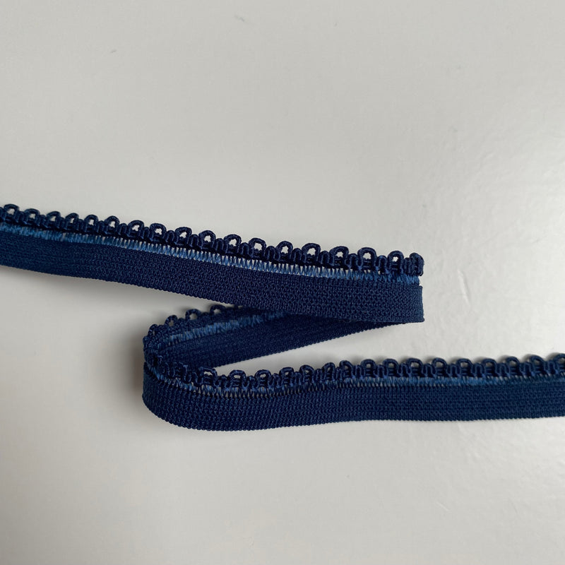 10mm Picot Elastic Trim - Denim Blue