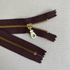 **MULTIPACK** YKK No. 5 Gold Brass Metal Zip with NATULON® Recycled Tape - Closed End - BROWN