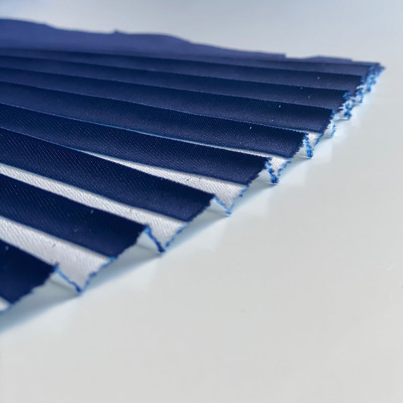 Pleated Ex-Designer Deadstock Fabric - White/Blue - 0.5 metre