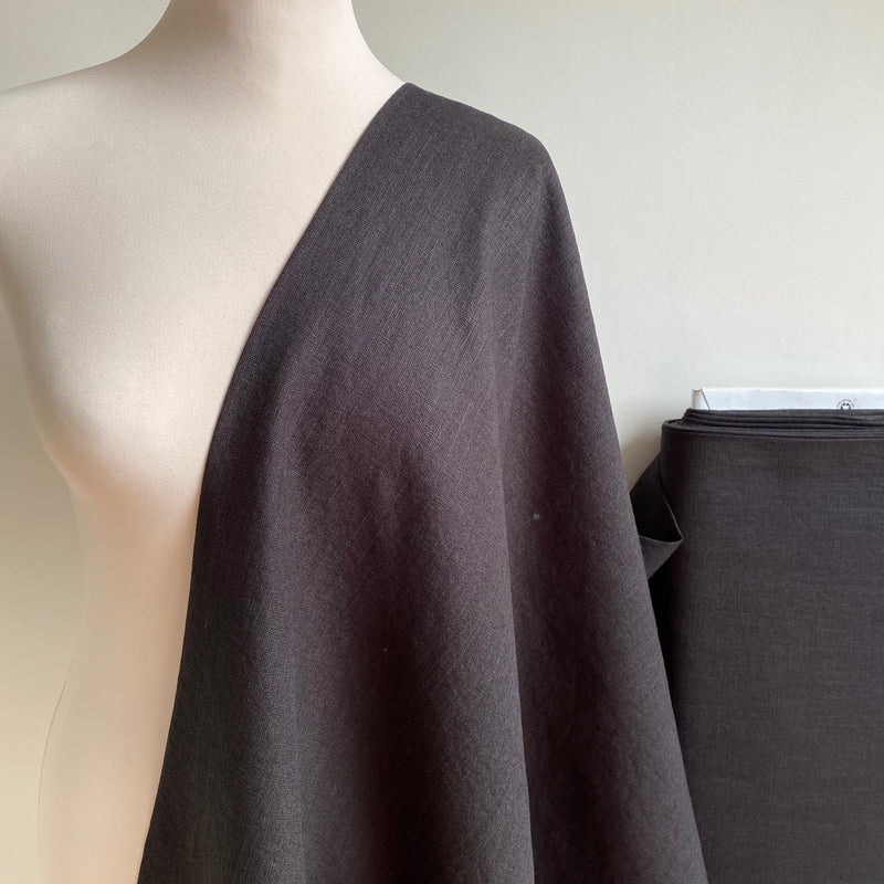 Enzyme Washed Linen - Black - 0.5 metre