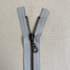 **MULTIPACK** YKK No. 5 Antique Brass Metal Zip with NATULON® Recycled Tape - Closed End - MOONSHINE GREY