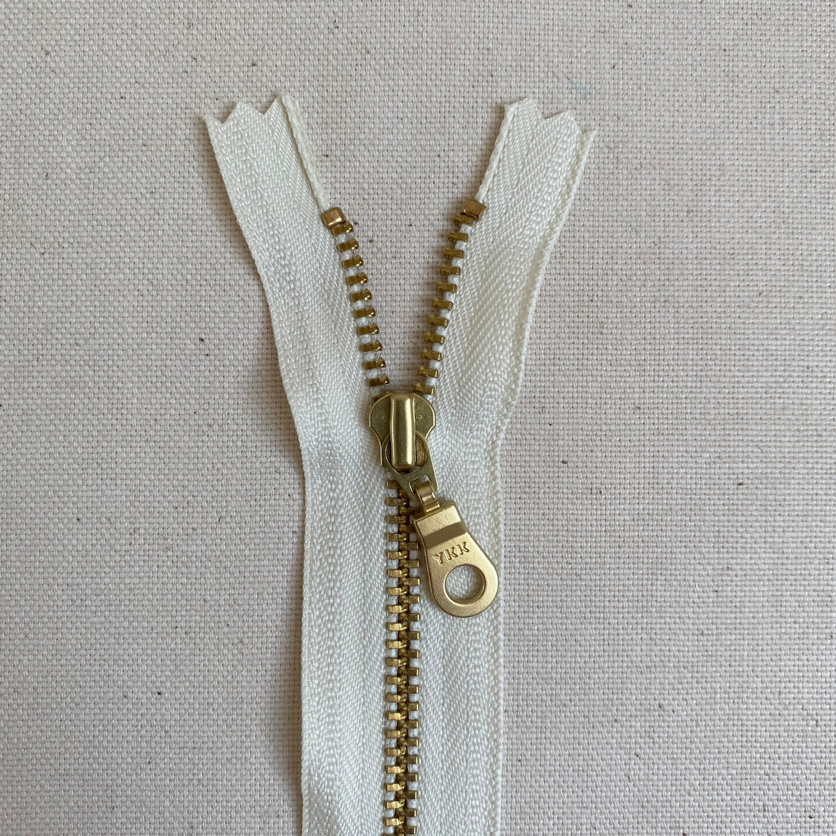 **MULTIPACK** YKK No. 3 Gold Brass Metal Zip with NATULON® Recycled Tape - Closed End - VANILLA
