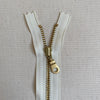 **MULTIPACK** YKK No. 3 Gold Brass Metal Zip with NATULON® Recycled Tape - Closed End - VANILLA