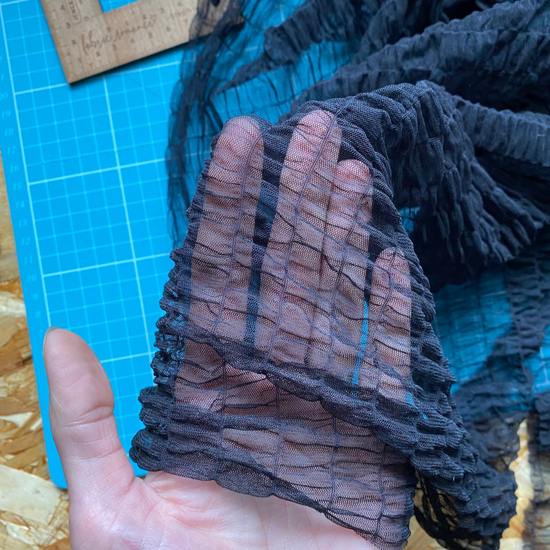 Recycled Tulle Plissé - Black - 0.5 metre