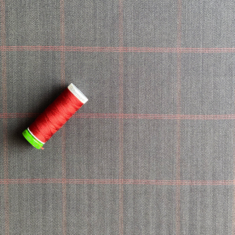 Windowpane Wool Stretch Suiting Ex-Designer Fabric - Priced per 0.5 metre