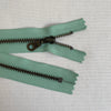 **MULTIPACK** YKK No. 3 Antique Brass Metal Zip with NATULON® Recycled Tape - Closed End - PEPPERMINT GREEN