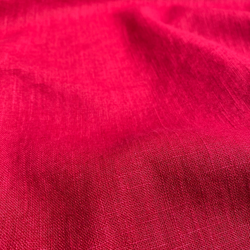 Enzyme Washed Linen - Cherry Red - 0.5 metre