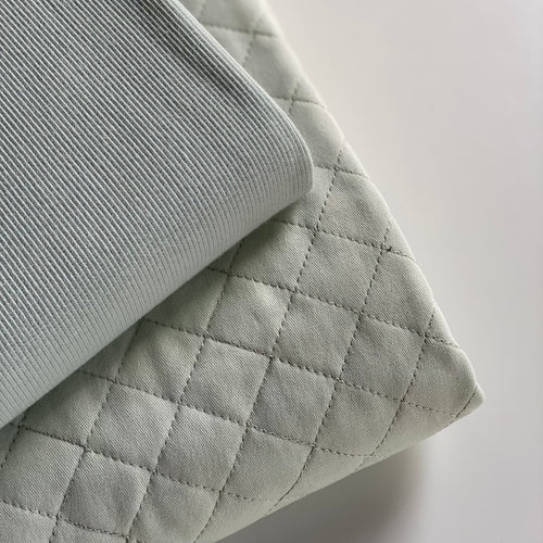 Quilted Denim Fabric - Blue Blush - Price per 0.5 metre