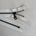 **MULTIPACK** YKK No. 3 Antique Brass Metal Zip with NATULON® Recycled Tape - Closed End - VANILLA