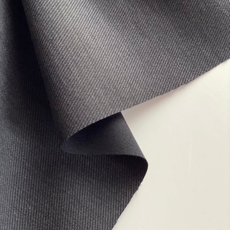 Polyester Twill Suiting - Ex-Designer Fabric - Onyx Black - 0.5 metre