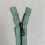YKK No. 3 Antique Brass Metal Zip with NATULON® Recycled Tape - Closed End - PEPPERMINT GREEN
