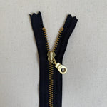 **MULTIPACK** YKK No. 5 Gold Brass Metal Zip with NATULON® Recycled Tape - Closed End - BLACK