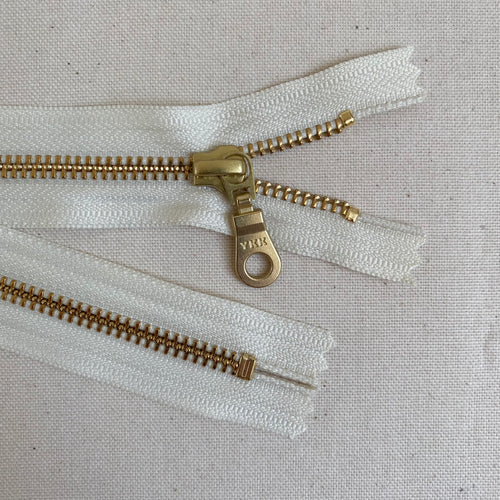**MULTIPACK** YKK No. 5 Gold Brass Metal Zip with NATULON® Recycled Tape - Closed End - VANILLA