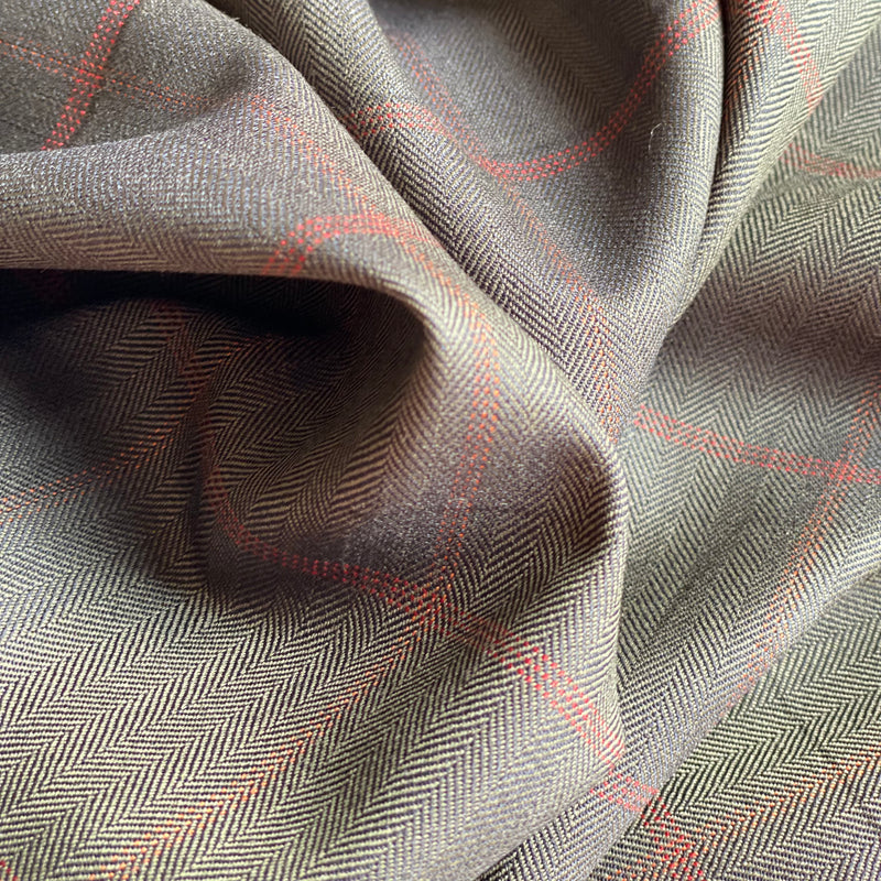 Windowpane Wool Stretch Suiting Ex-Designer Fabric - Priced per 0.5 metre