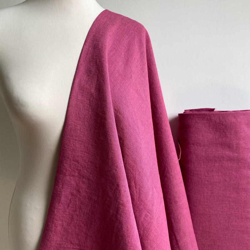 Enzyme Washed Linen - Cerise Pink - 0.5 metre