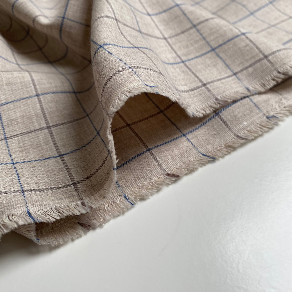 Recycled Tartan Flannel Fabric - Sand - Priced per 0.5 metre