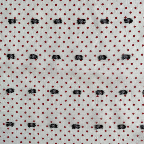 Silk Chiffon Deadstock Fabric by Ratti - White, Red Polka Dot - 0.5 metre