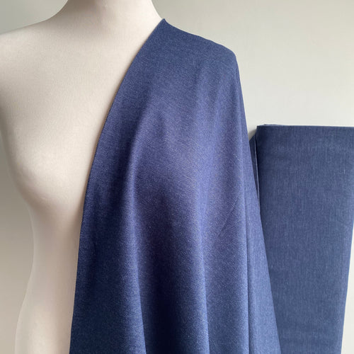 Organic Denim Look Stretch Fabric - Marine - 0.5 metre