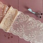 Stretch Lace with ROICA™ EF - Soft Floral, Peach - 18cm wide