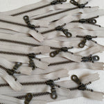 **MULTIPACK** YKK No. 5 Antique Brass Metal Zip with NATULON® Recycled Tape - Closed End - NATURAL BEIGE