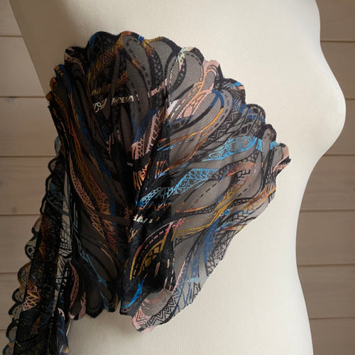 Recycled Stretch Lace with ROICA™ EF - Multicolour - 19cm wide