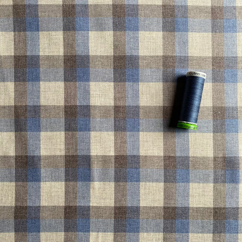 Recycled Flannel - Tartan - Denim - 0.5 metre
