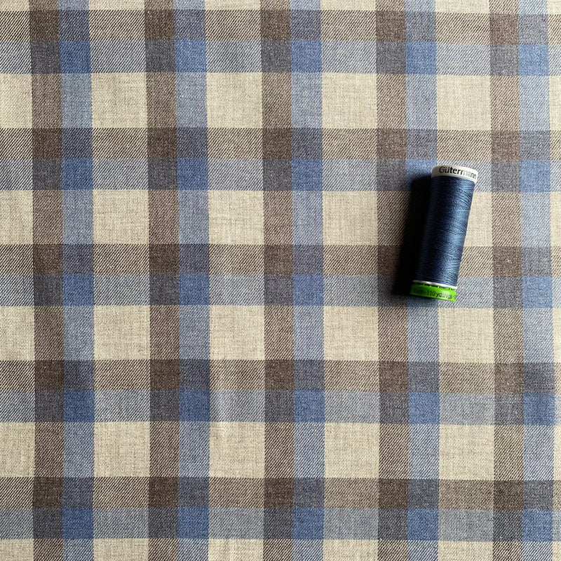 Recycled Flannel - Tartan - Denim - 0.5 metre