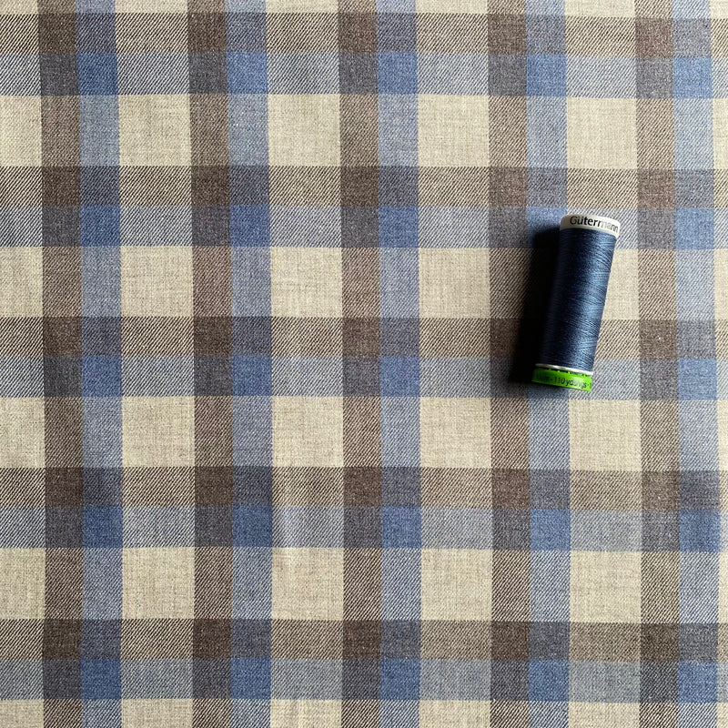 Recycled Flannel - Tartan - Denim - 0.5 metre