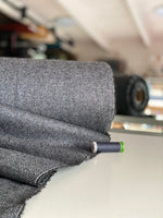 Herringbone Tweed Deadstock Fabric - Blue Grey - Priced per 0.5 metre