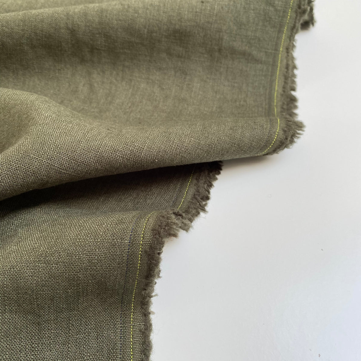 Enzyme Washed Linen - Olive Green - 0.5 metre