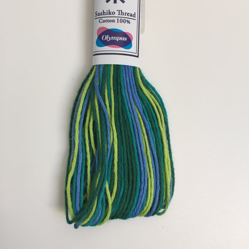 Olympus Japanese Sashiko Thread - 20m - Variegated Blue/Green (#77)