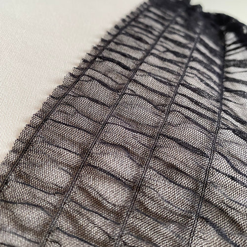 Recycled Tulle Plissé - Black - 0.5 metre