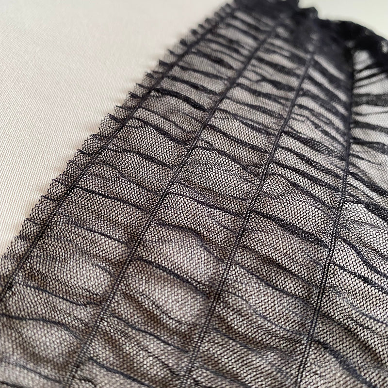 Recycled Tulle Plissé - Black - 0.5 metre