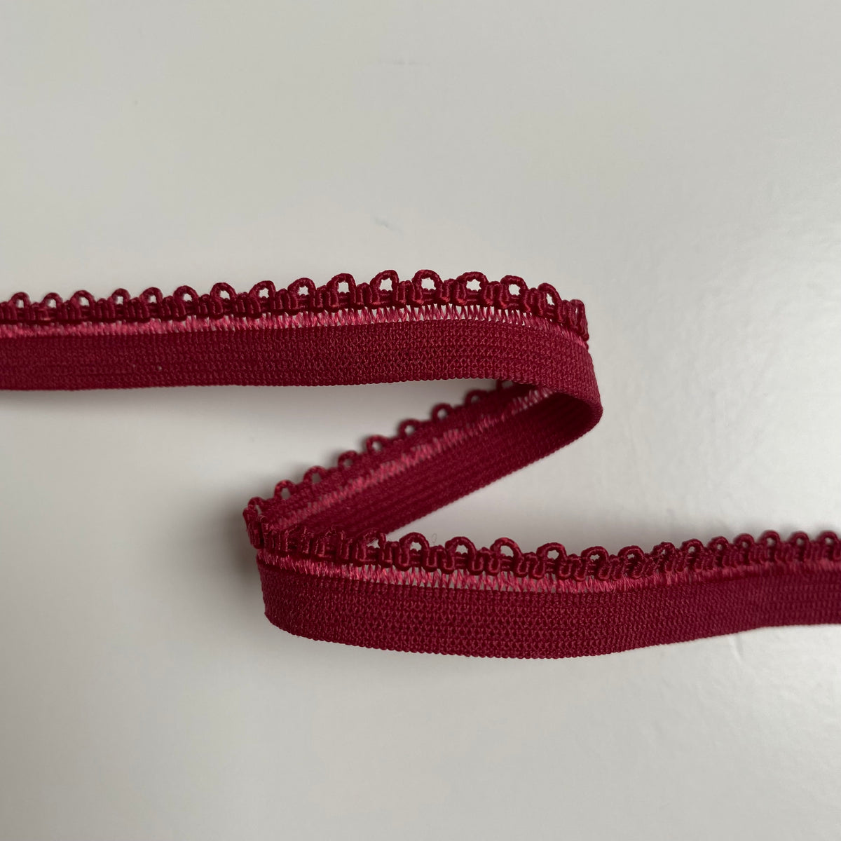 10mm Picot Elastic Trim - Maroon Red