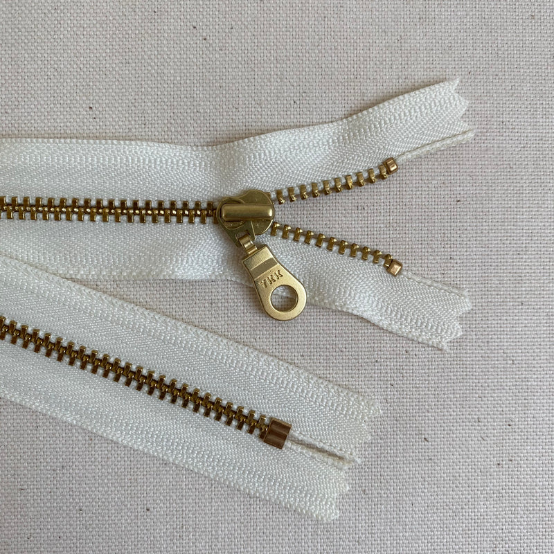 **MULTIPACK** YKK No. 3 Gold Brass Metal Zip with NATULON® Recycled Tape - Closed End - VANILLA