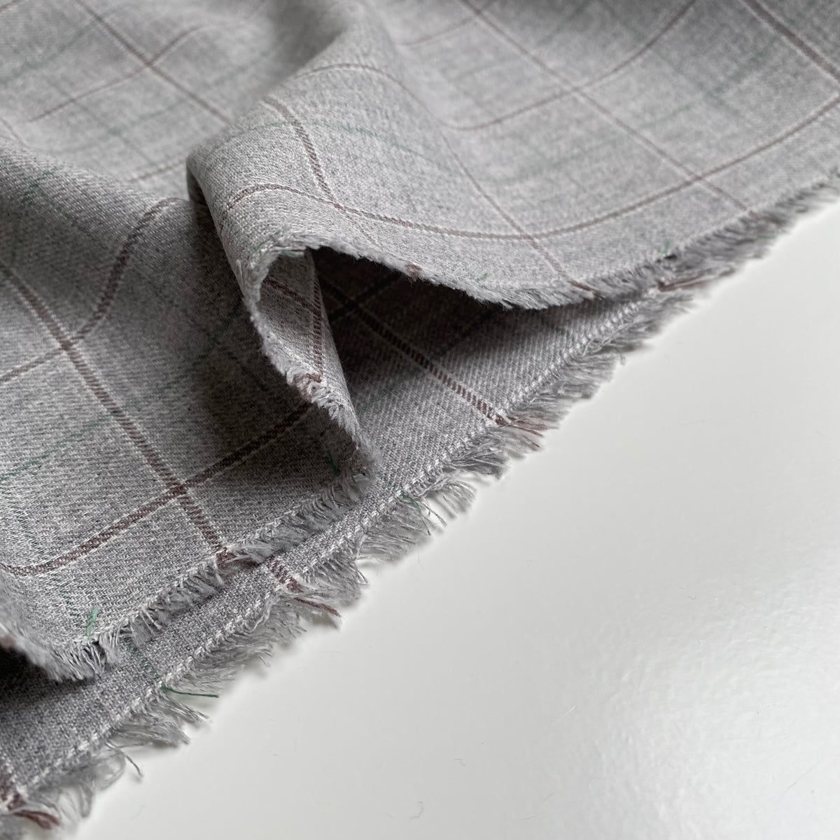 Recycled Tartan Flannel Fabric - Stone - Priced per 0.5 metre