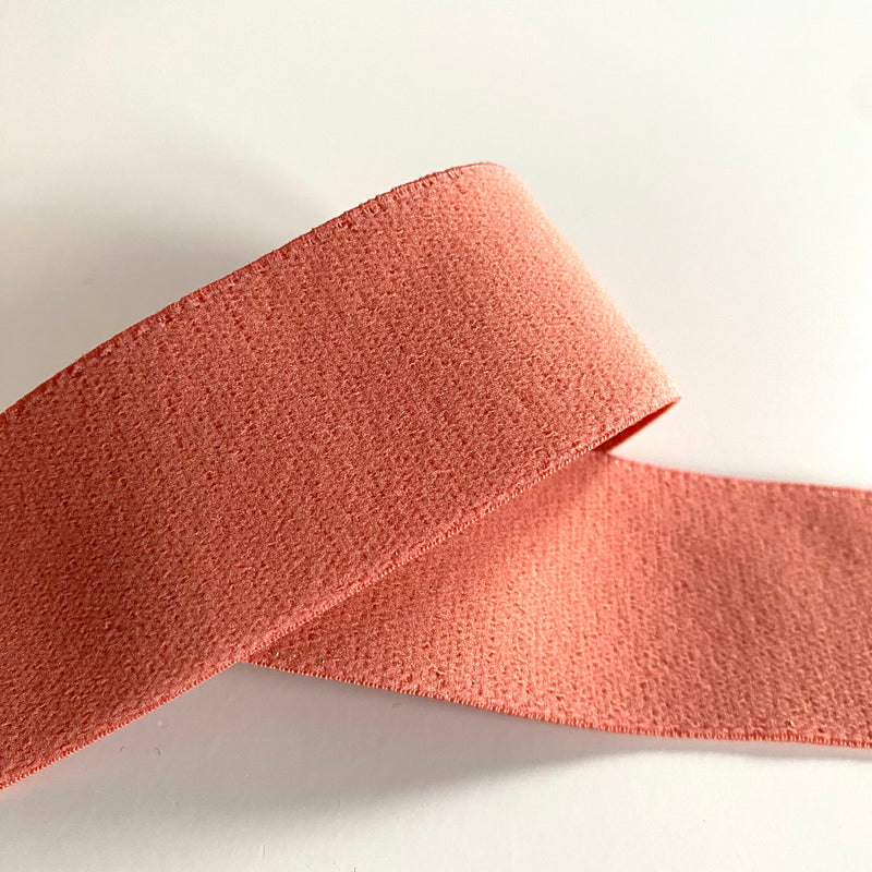 35mm Golden Lurex Elastic Band - Peach Melba