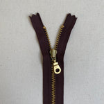 YKK No. 3 Gold Brass Metal Zip with NATULON® Recycled Tape - Closed End - BROWN