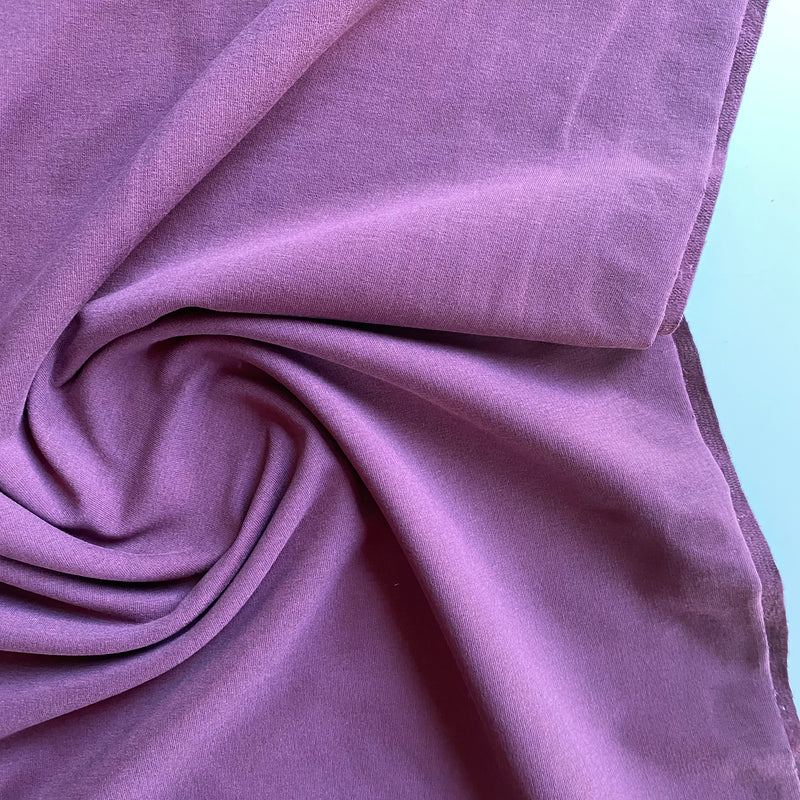 Organic Soft Sweat Jersey Knit Fabric - Aubergine -  0.5 metre