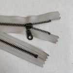 **MULTIPACK** YKK No. 5 Antique Brass Metal Zip with NATULON® Recycled Tape - Closed End - NATURAL BEIGE