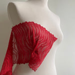 Stretch Lace with ROICA™ EF - Wavy Design, Lollipop Red - 19.5cm wide